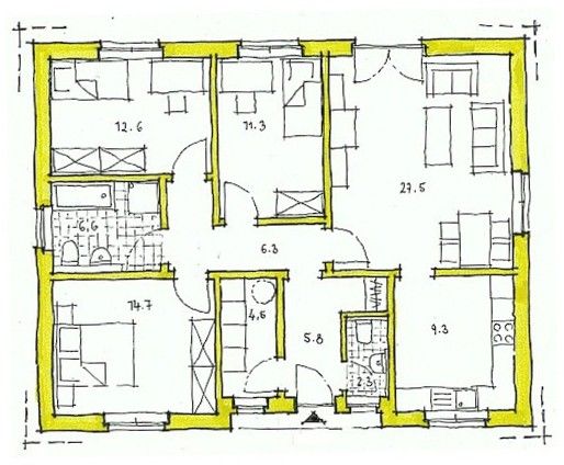 Klee Haus | Architektenentwürfe - Bungalow 101-1 Grundriss