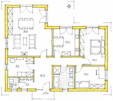 Klee Haus | Architektenentwürfe - Bungalow 121-1 Grundriss
