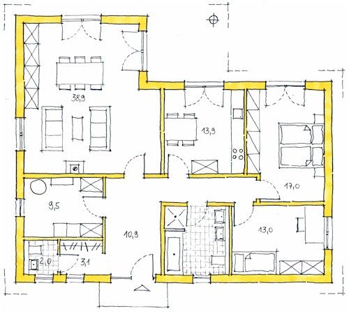 Klee Haus | Architektenentwürfe - Bungalow 121-1 Grundriss