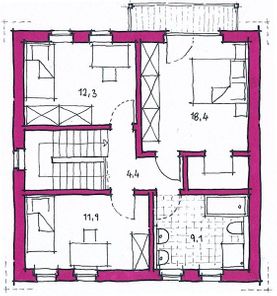 Klee Haus | Architektenentwürfe - Stadtvilla 121 Grundriss OG