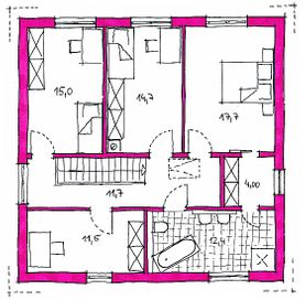 Klee Haus | Architektenentwürfe - Stadtvilla 178 Grundriss OG