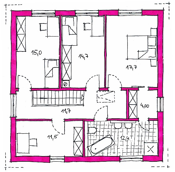 Klee Haus | Architektenentwürfe - Stadtvilla 178 Grundriss OG