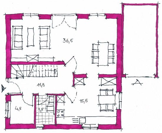 Klee Haus | Architektenentwürfe - Stadtvilla 140 Grundriss OG