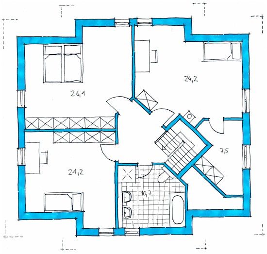 Klee Haus | Architektenentwürfe - Classic Haus 190-5 Grundriss OG