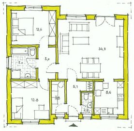Klee Haus | Architektenentwürfe - Bungalow 93-1 Grundriss